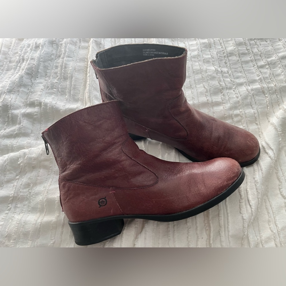Born red leather booties